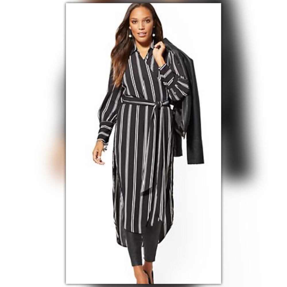 Black & White Striped Maxi Wrap Shirt.